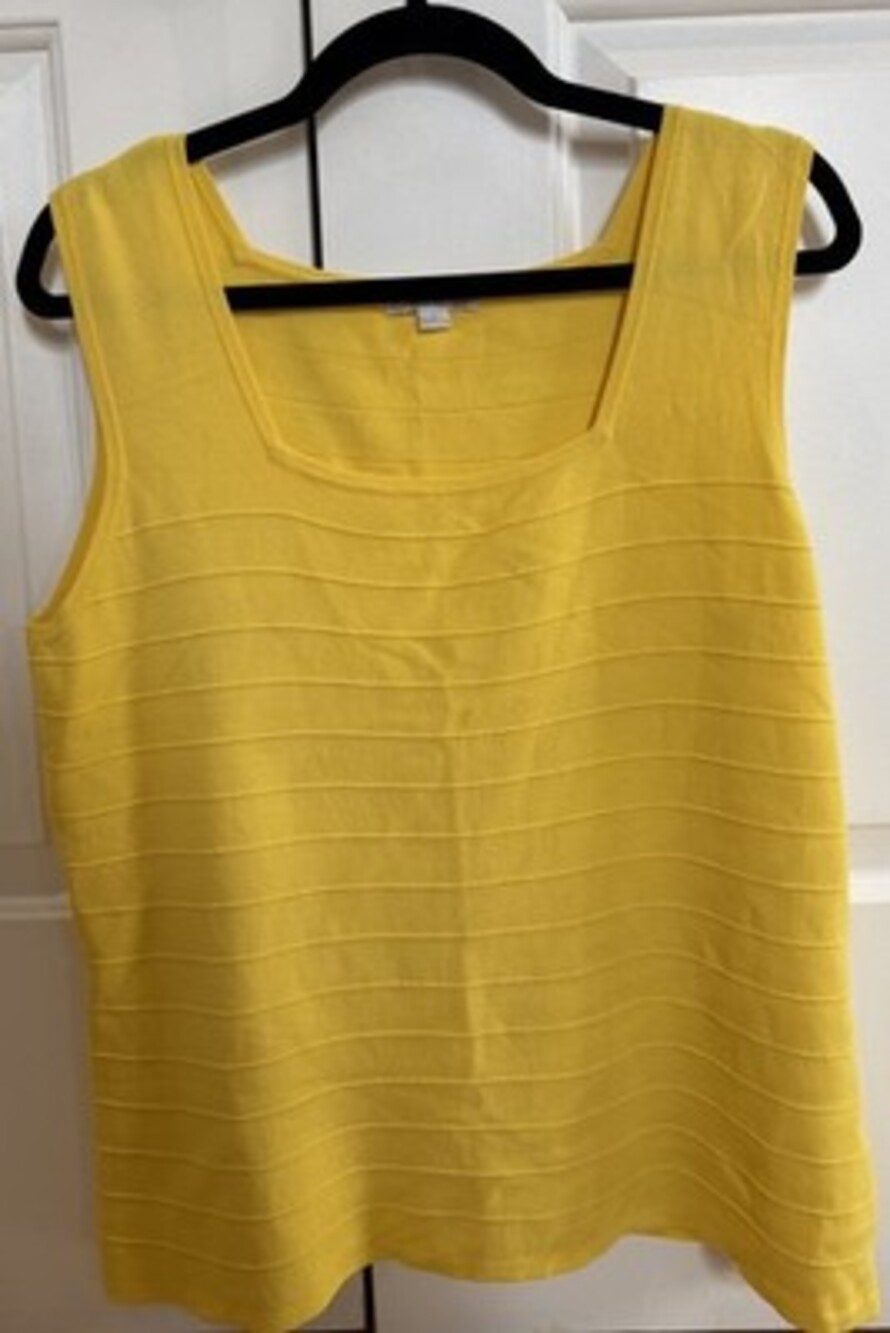 Erin London Women's Ribbed Sweater Tank Size Large L Yellow Sleeveless Top